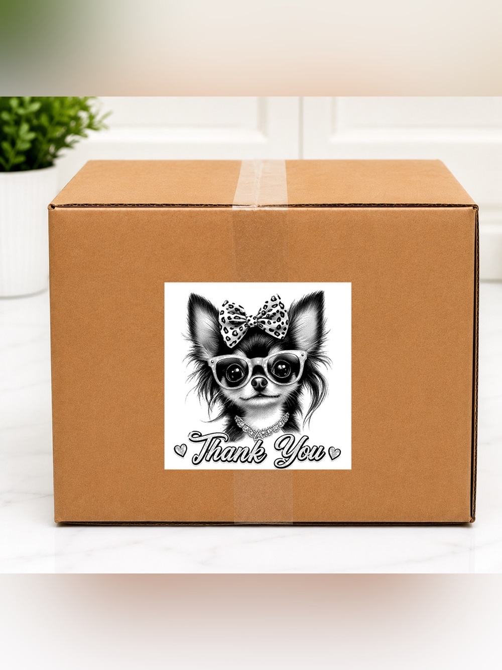Long Haired Chihuahua Thank You Stickers-100ct.